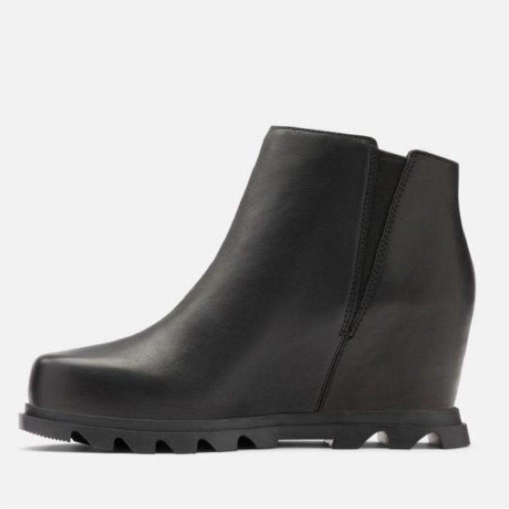 Sorel Joan of Arctic Wedge III Zip Leather Waterproof Boots Black Size 8.5 - Picture 2 of 16